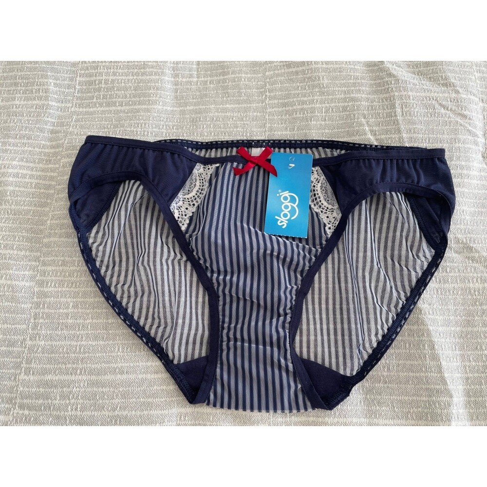 SLOGGI Nautical Design Sheer Bikini Panty with Lace and Bow Accents Size XS